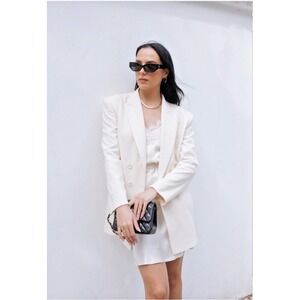 Sinead Keary Women Size 8 The Tori Boyfriend Blazer Cream Jacket Business